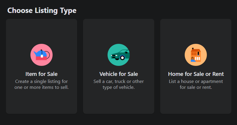 marketplace listing type