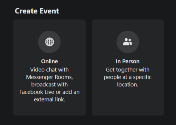 facebook event options