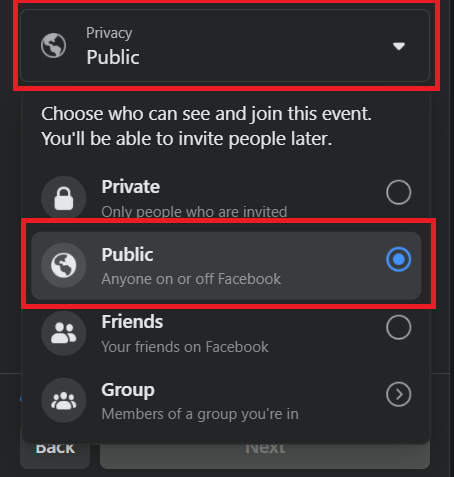 Acara publik Facebook