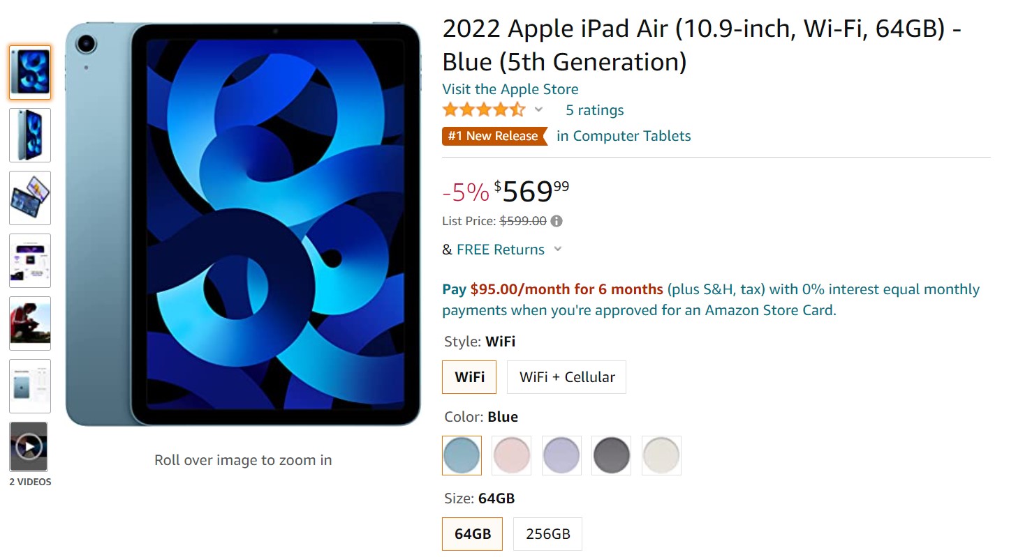 2022 Apple iPad Air Amazon Deal