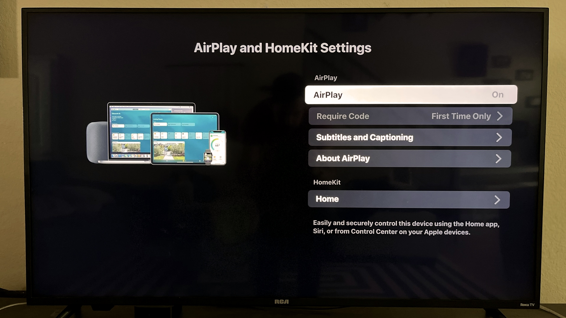 AirPlay and HomeKit setup on a Roku TV