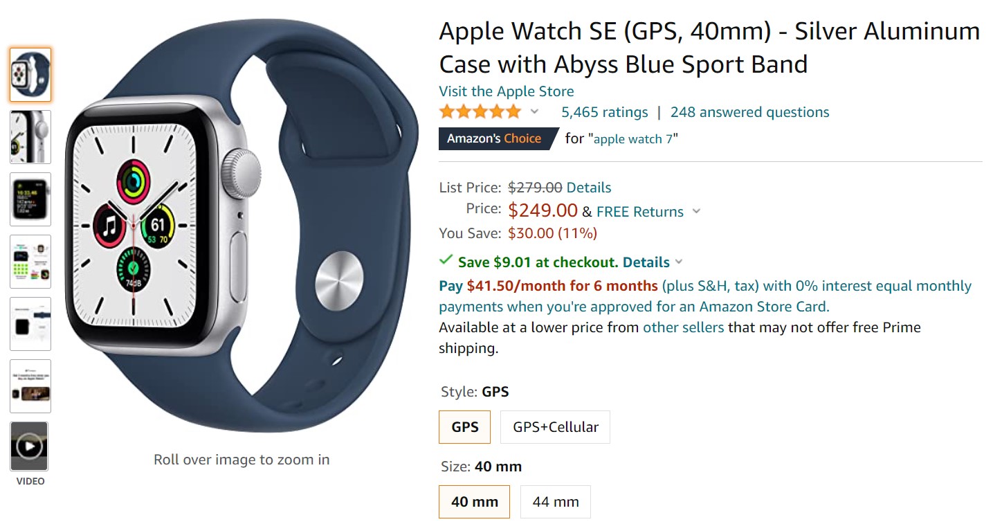 Apple Watch SE Amazon Deal