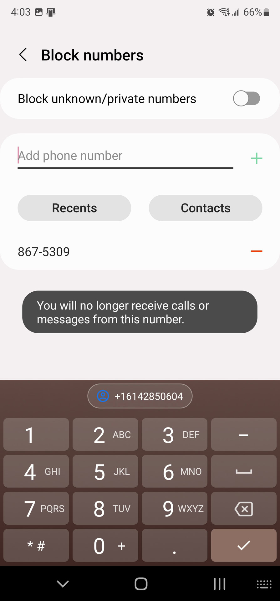 Block number using Samsung Phone app 3