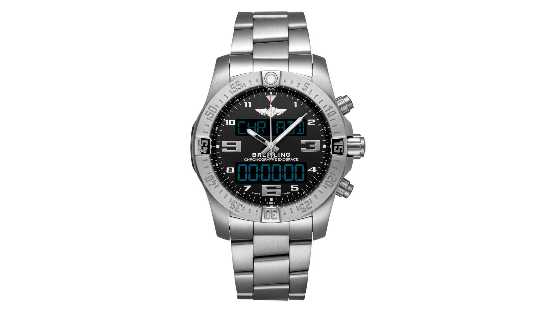 A Breitling Exospace 55 smartwatch with a Titanium band.