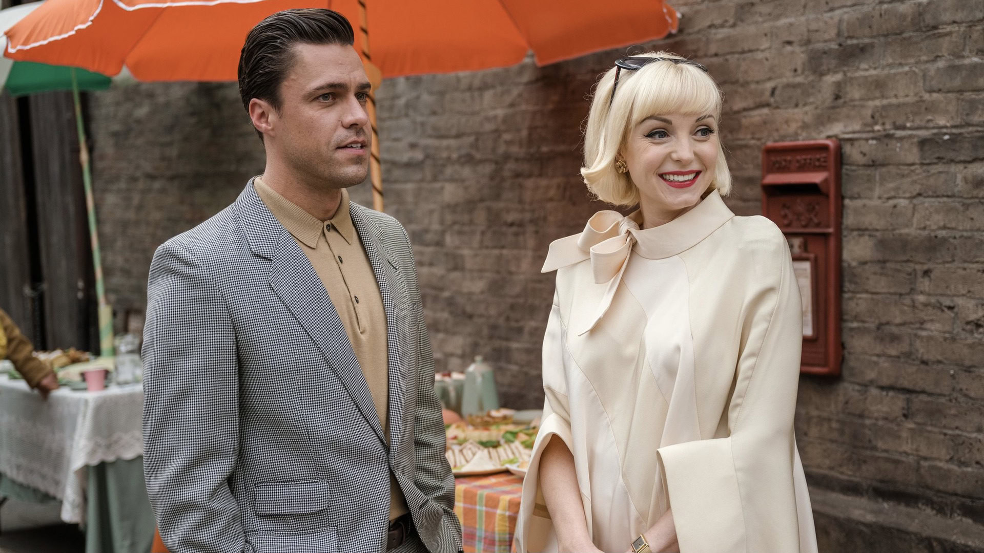 Matthew Aylward (Olly Rix) and Nurse Trixie Franklin (Helen George) in Call the Midwife - best british shows on Netflix
