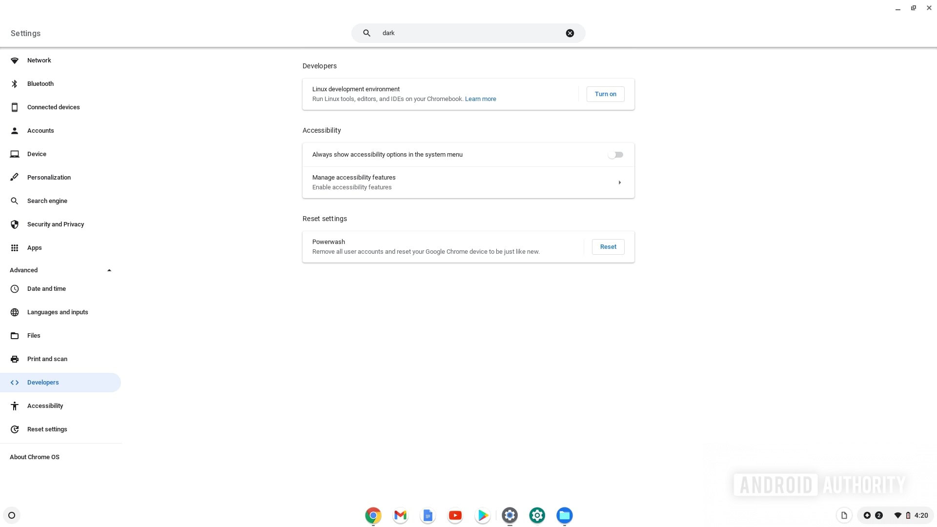 Configuración de desarrollador de Chromebook