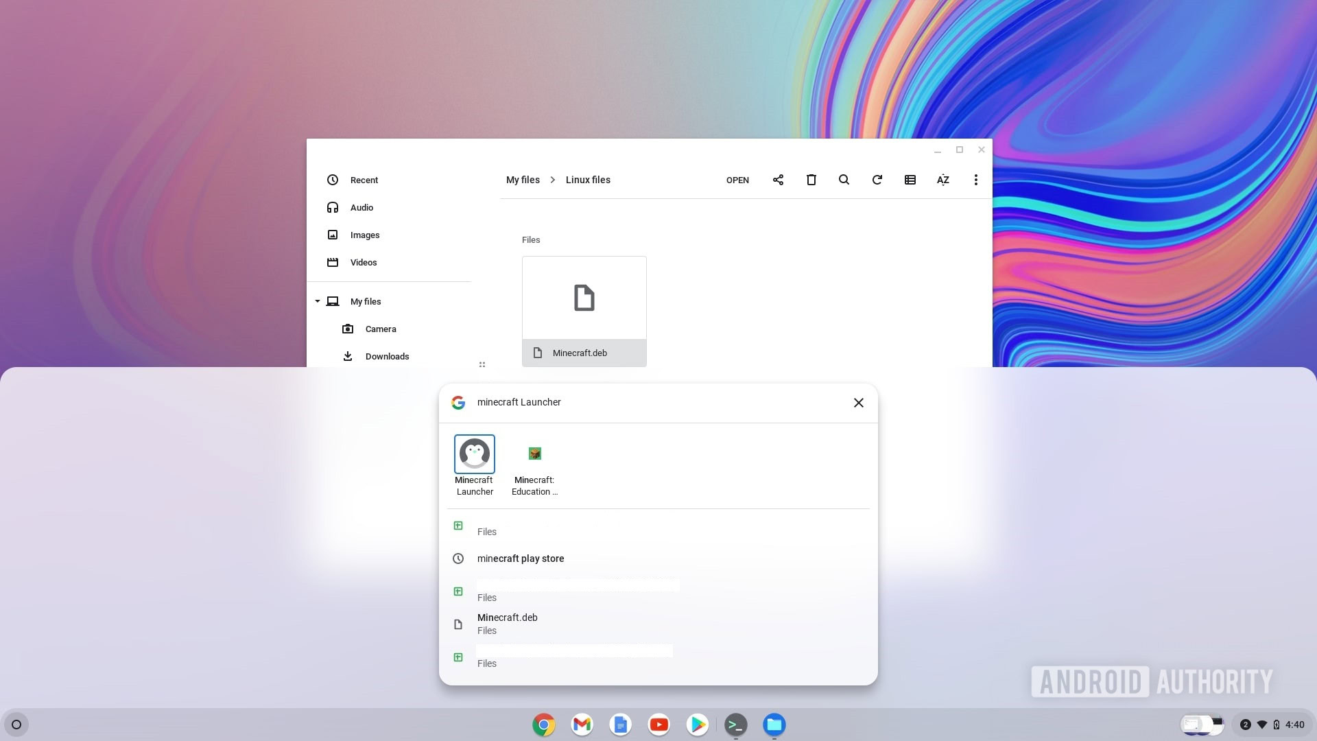 Chromebook Minecraft launcher