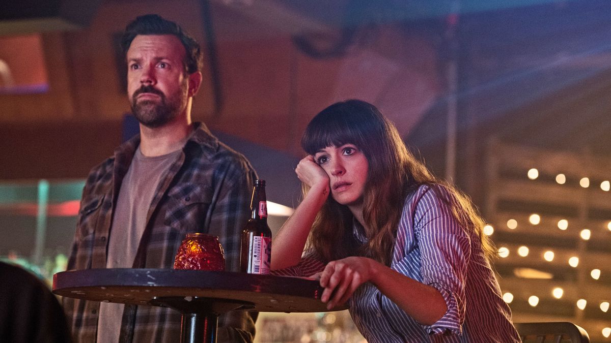 Jason Sudeikis and Anne Hathaway in Colossal - leaving hulu in April