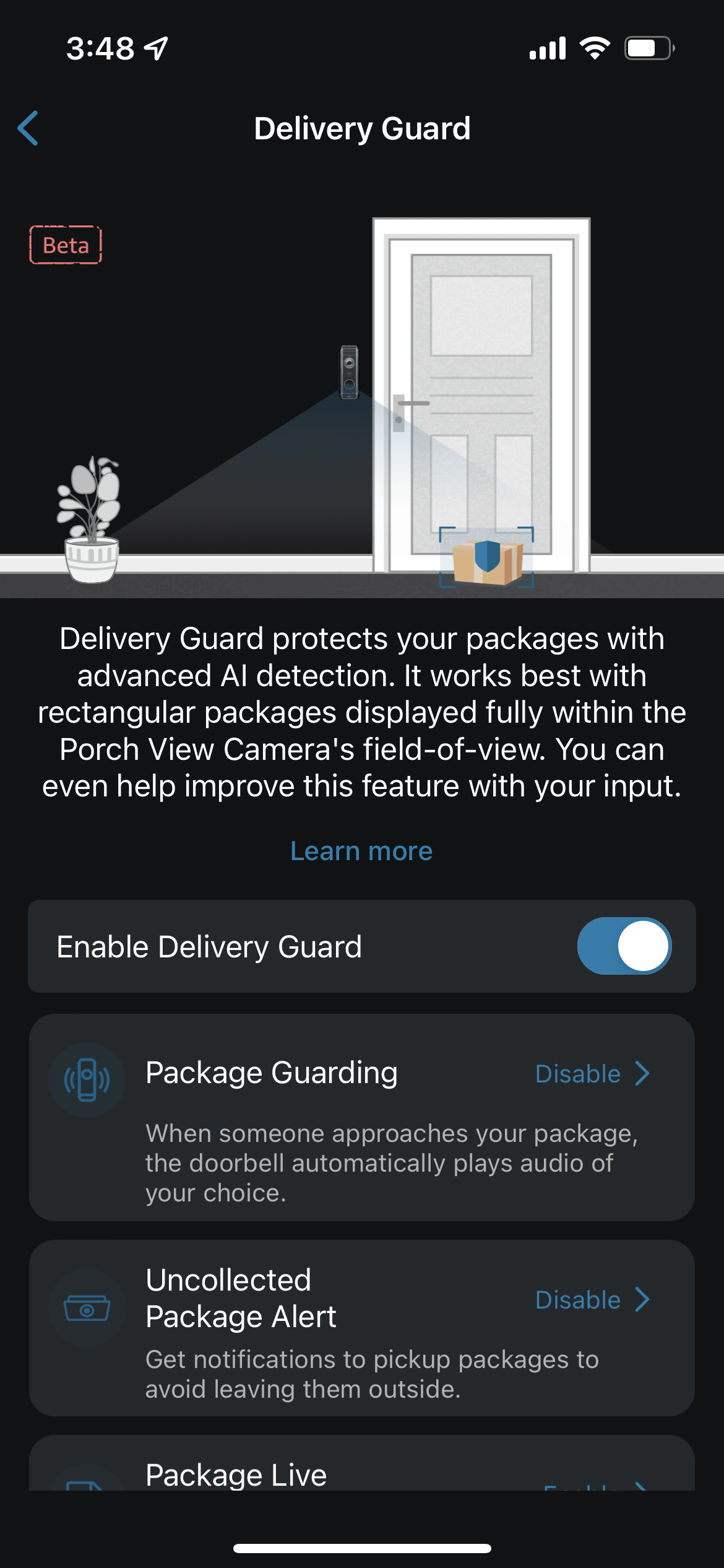 Delivery Guard on the Eufy Video Doorbell Dual