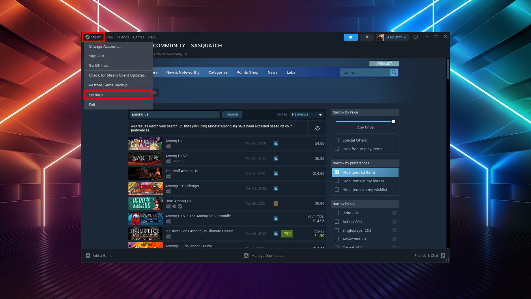 Download Among Us from Steam app on Chromebook 2