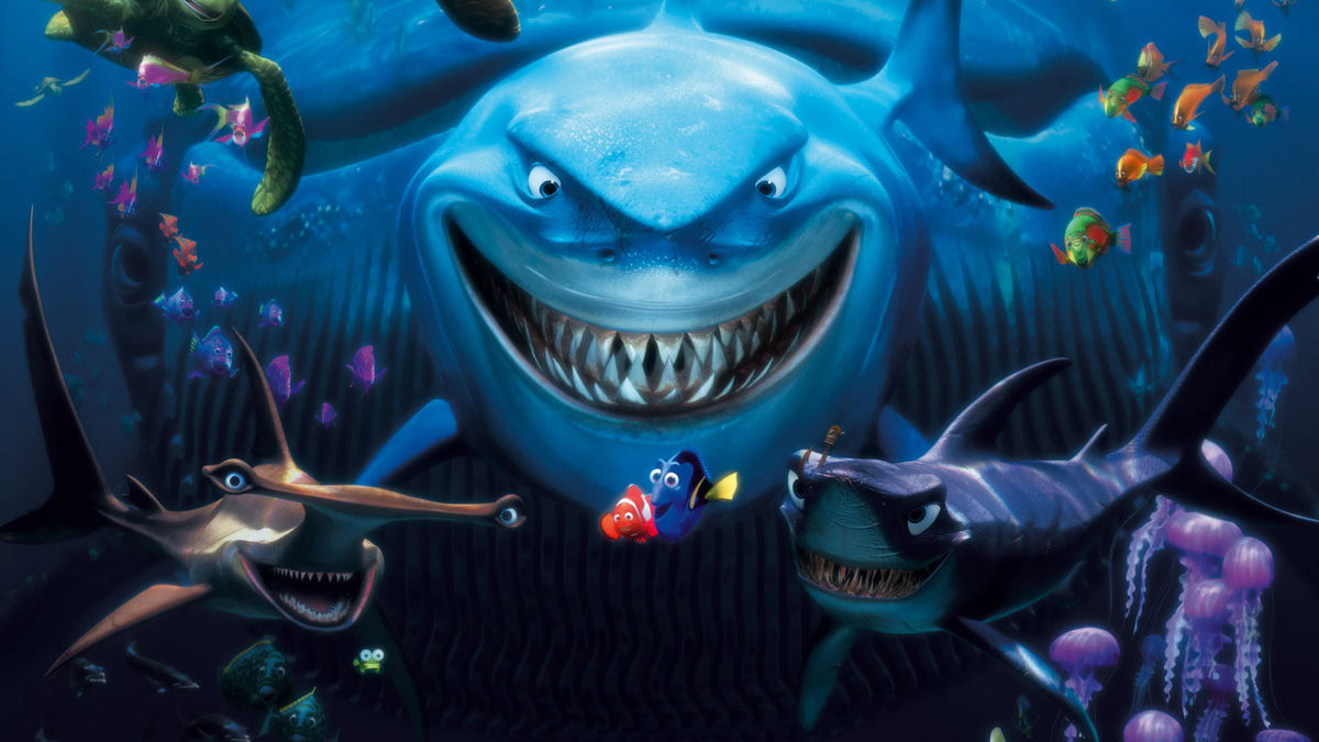 Sharks surround nemo and dory in finding nemo