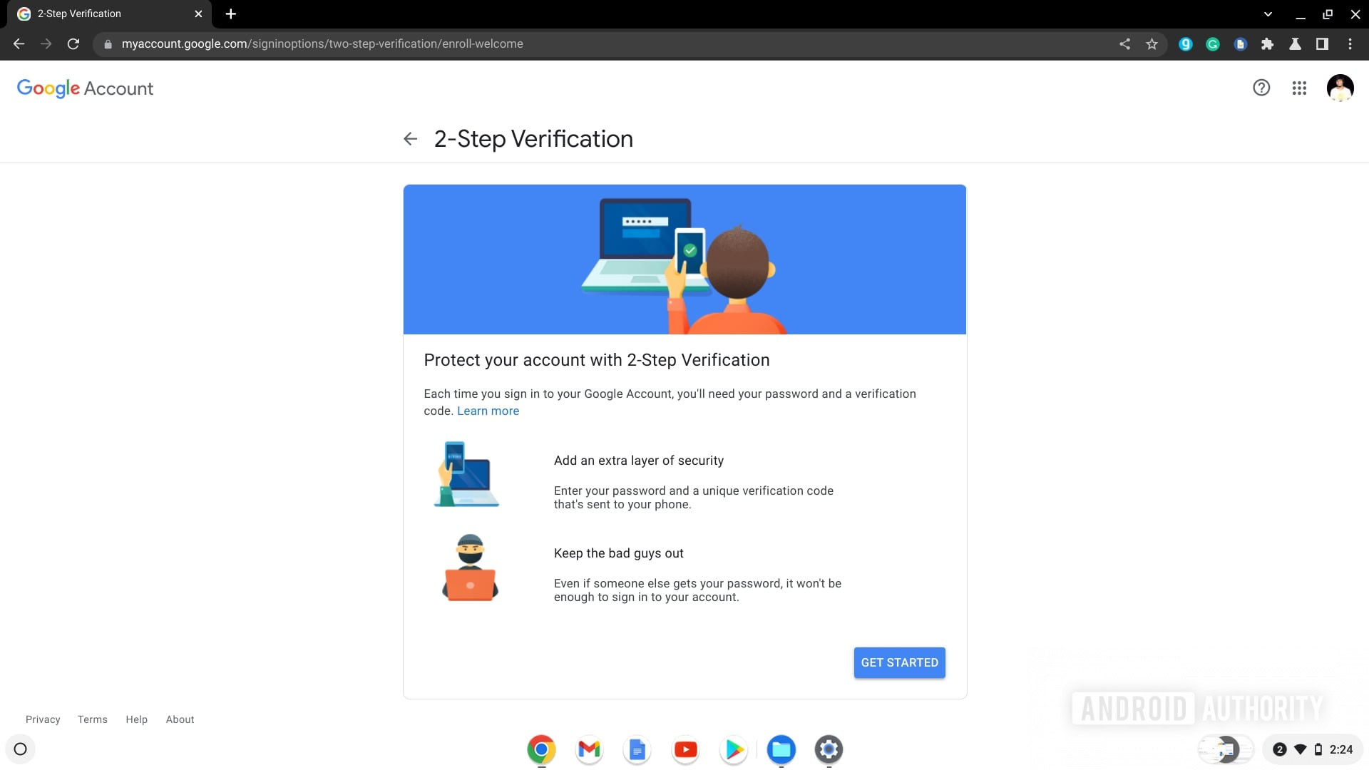 Google 2 step verification step 1