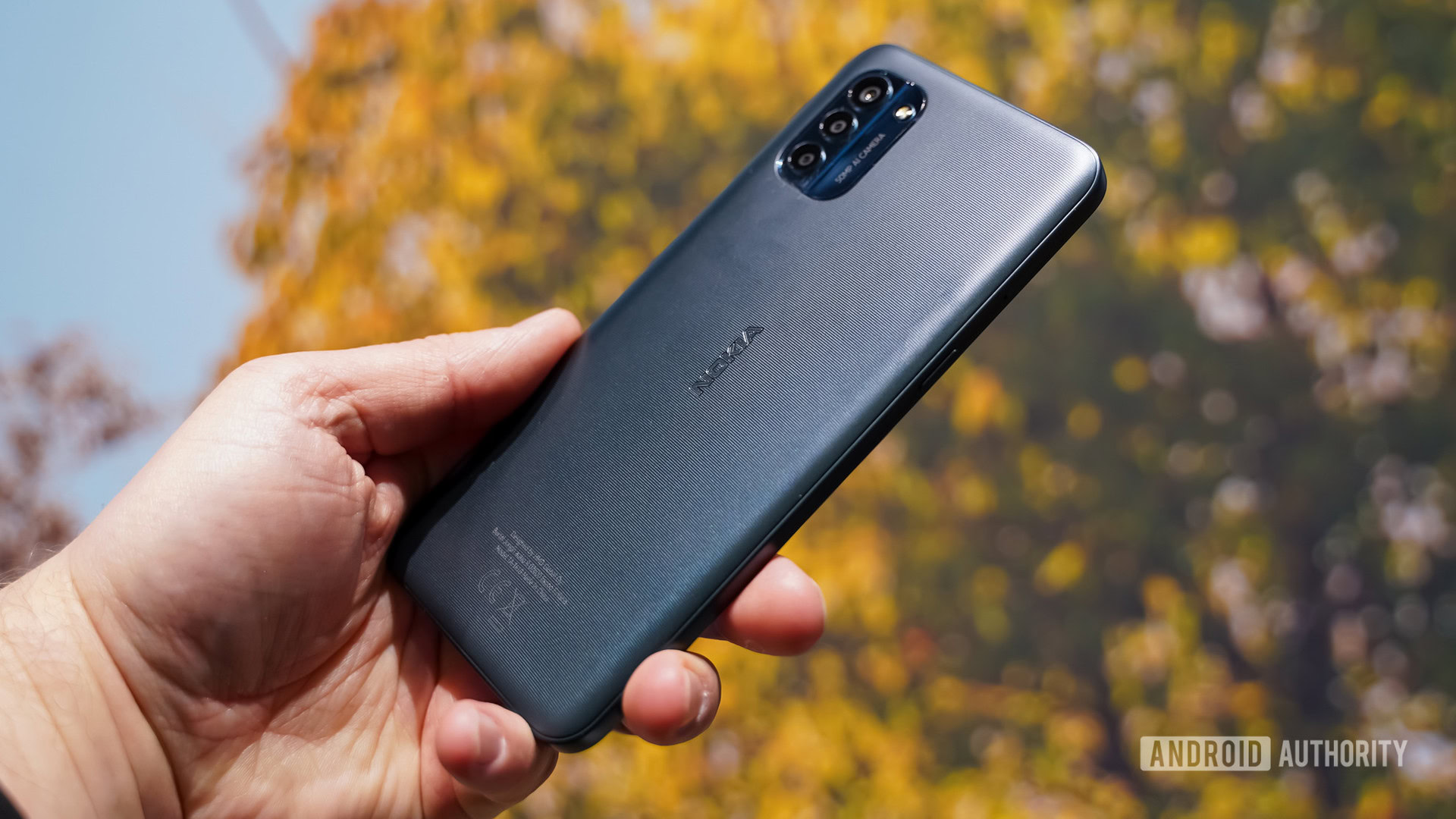 HMD Global Nokia G21 rear angled in hand - Phones under $300