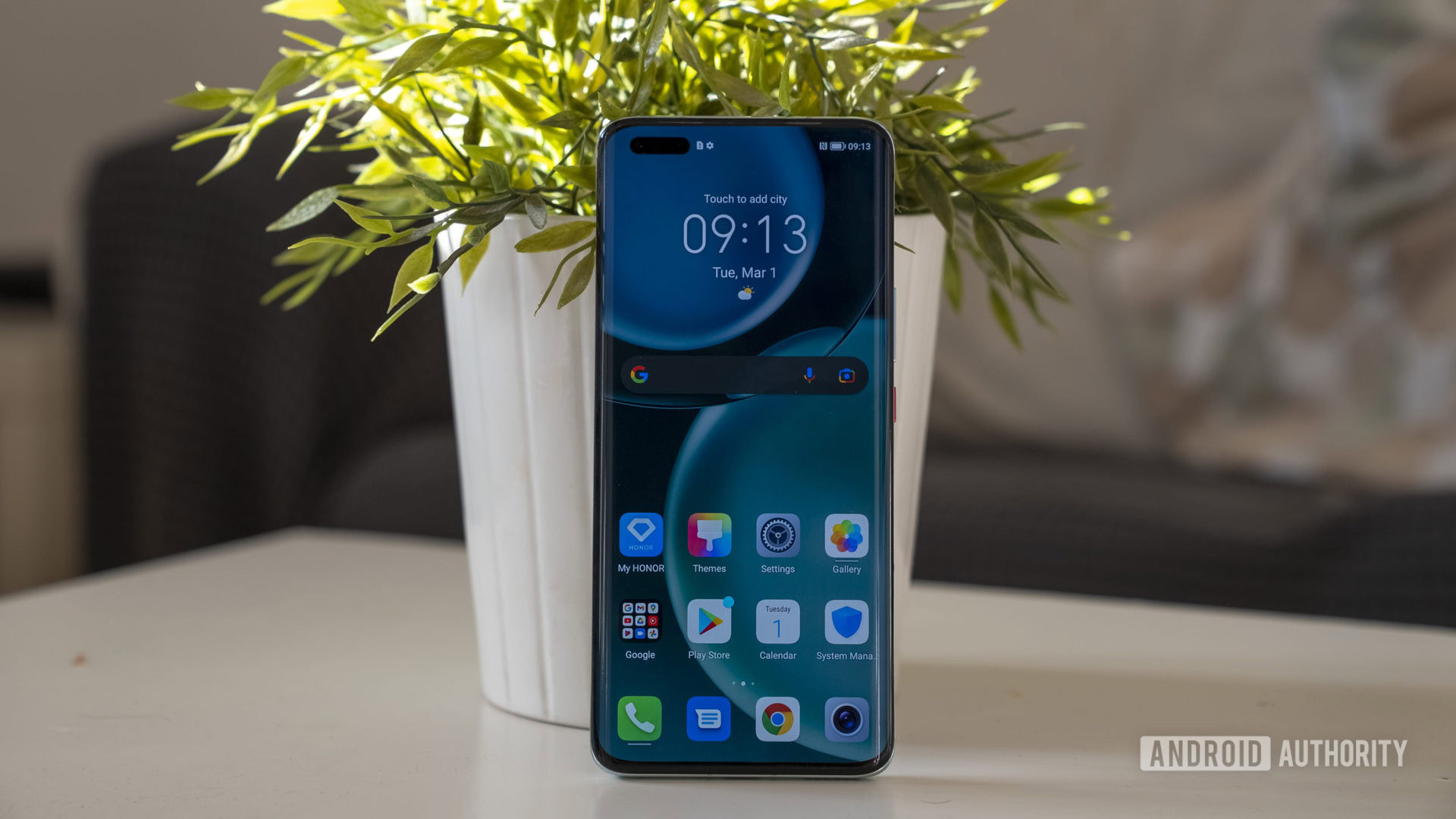 Honor Magic 4 Pro Front Display Against Plant