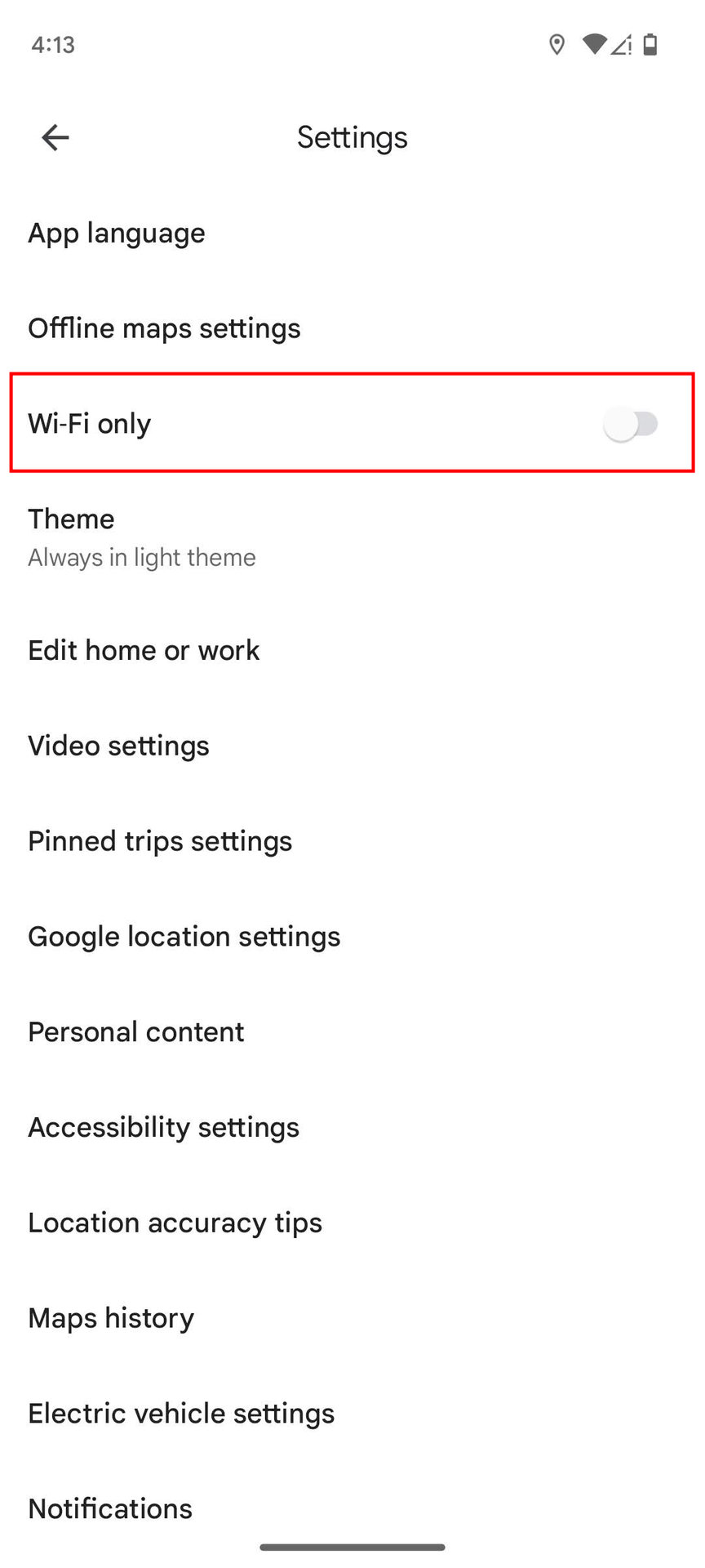 How to disable Wi Fi only on Google Maps for Android (3)