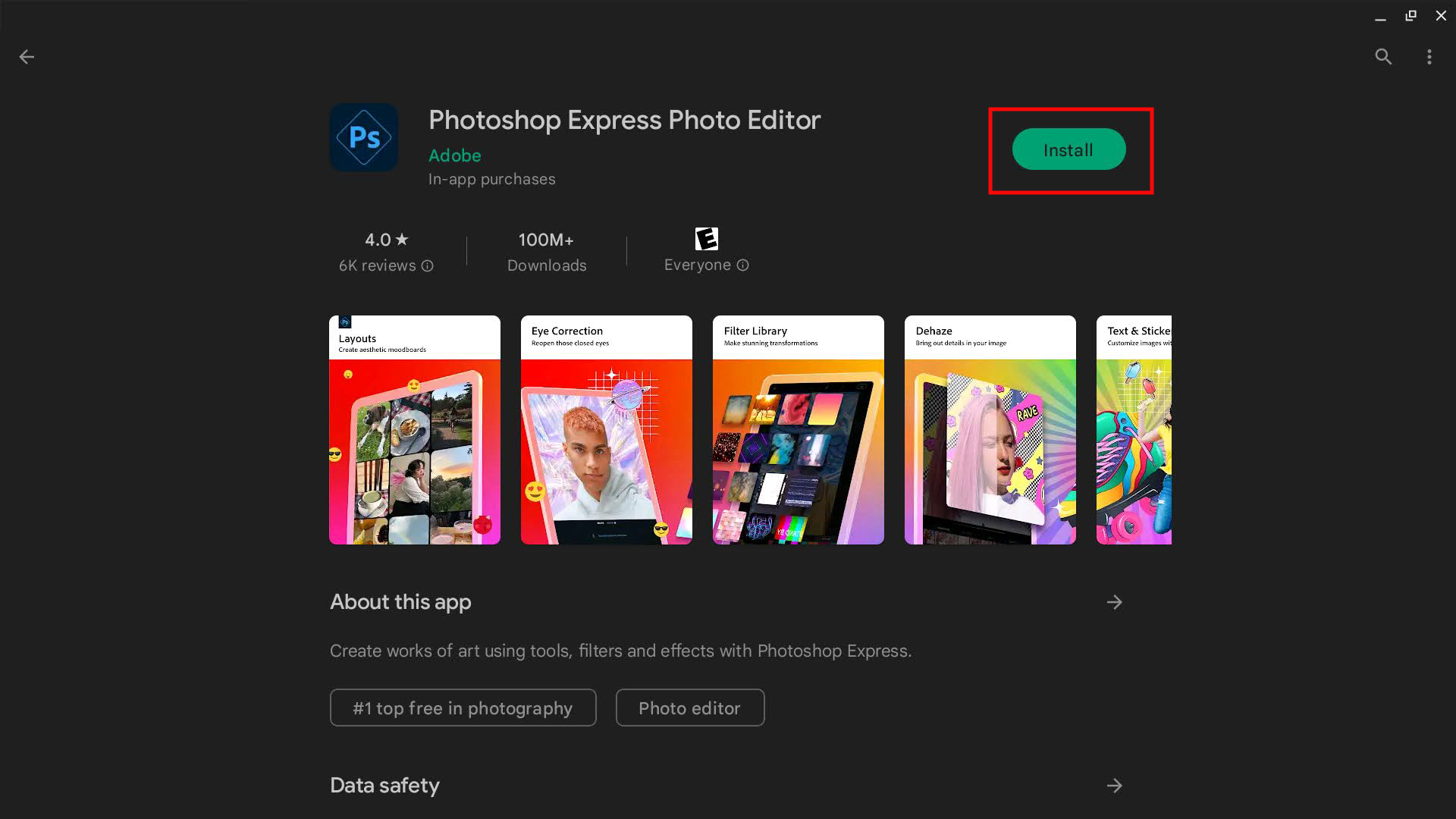 How to download Photoshop Express on Chromebook 3