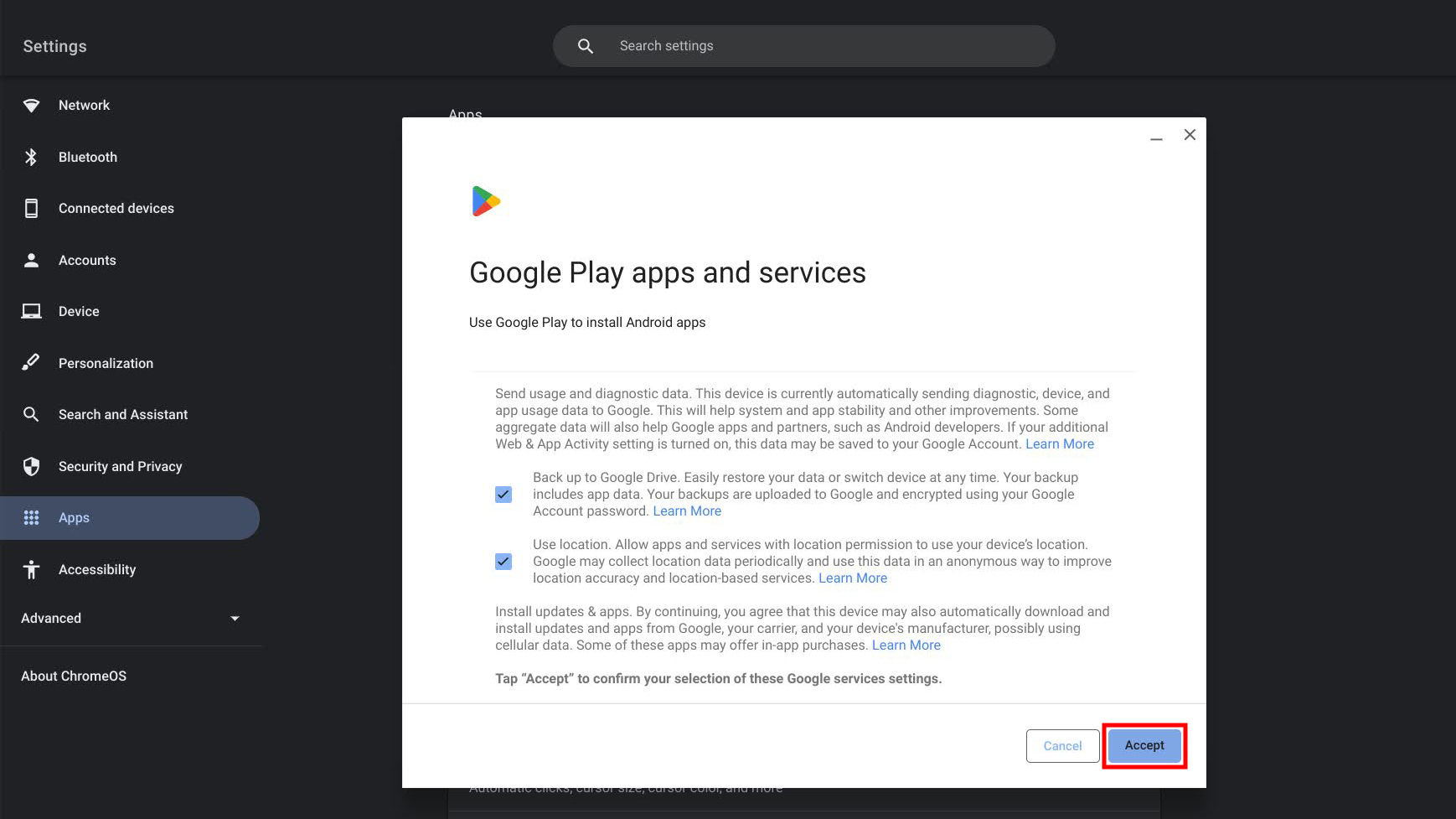 How to enable the Google Play Store on Chromebook 3