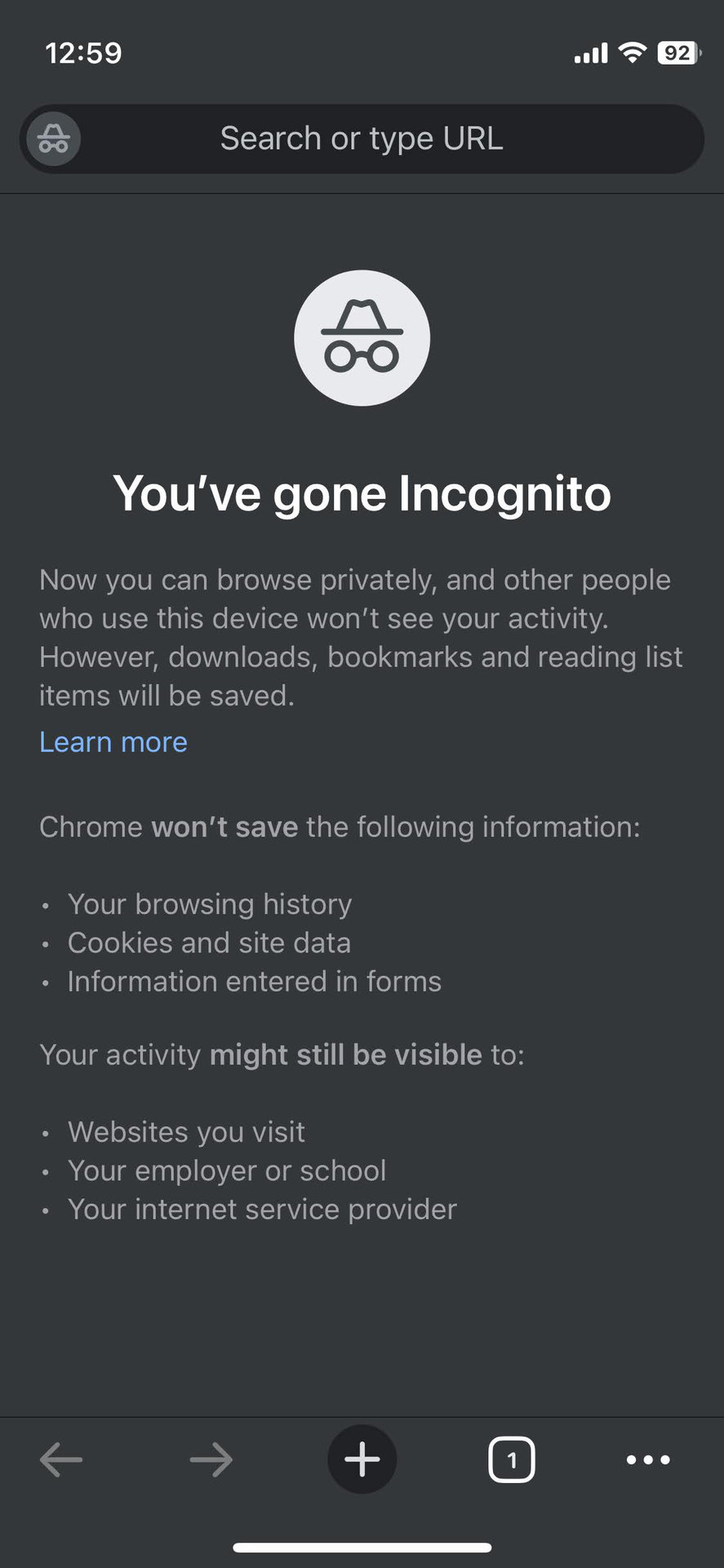 How to use incognito mode on Chrome for iPhone (3)