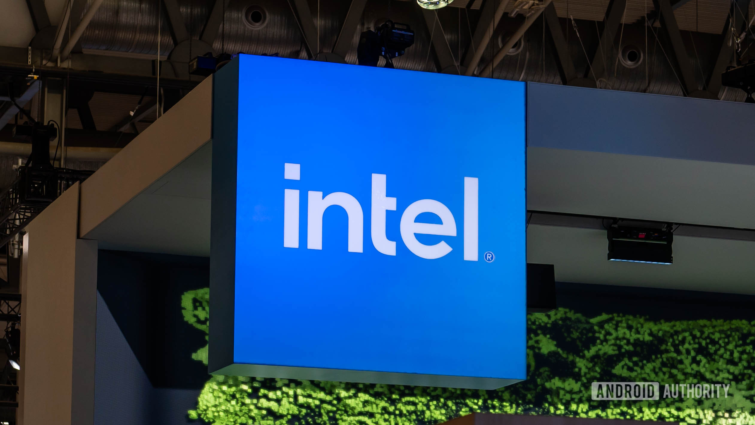 Intel logo on sign