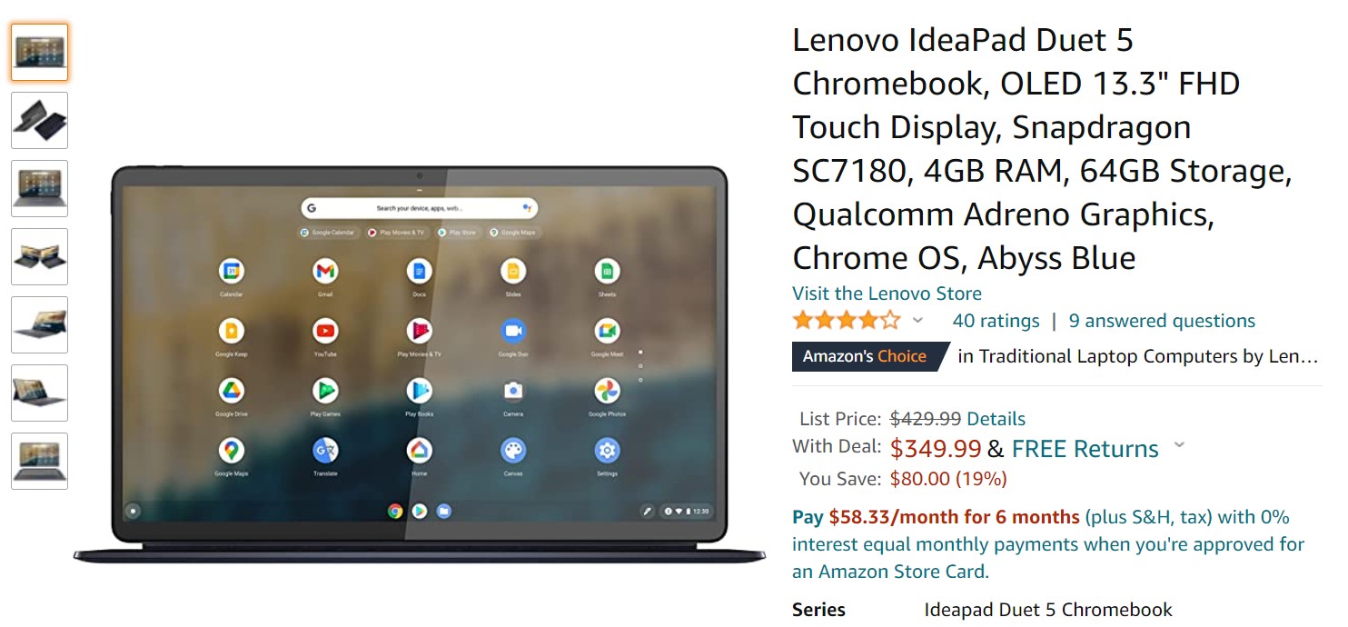 Lenovo IdeaPad Duet 5 Chromebook Amazon Deal