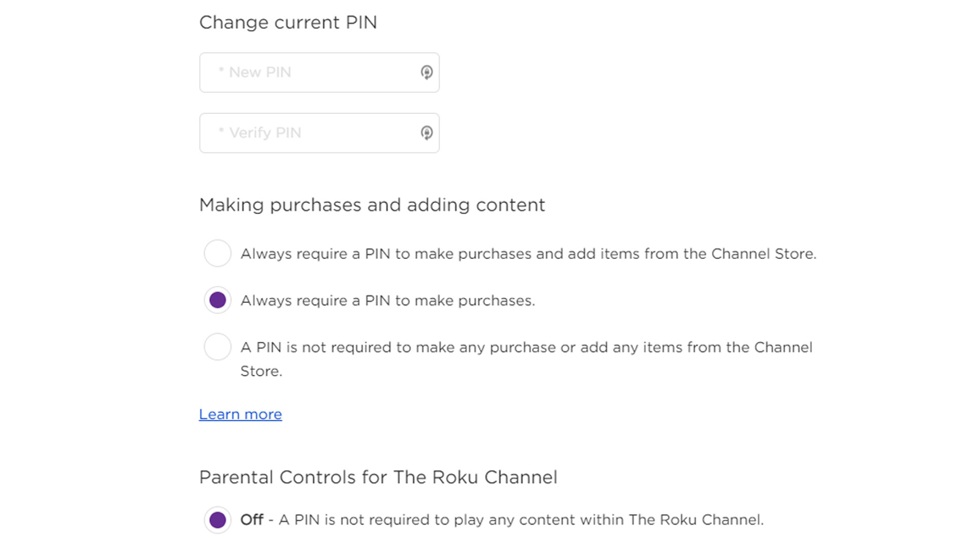 Locking Roku purchases with a PIN