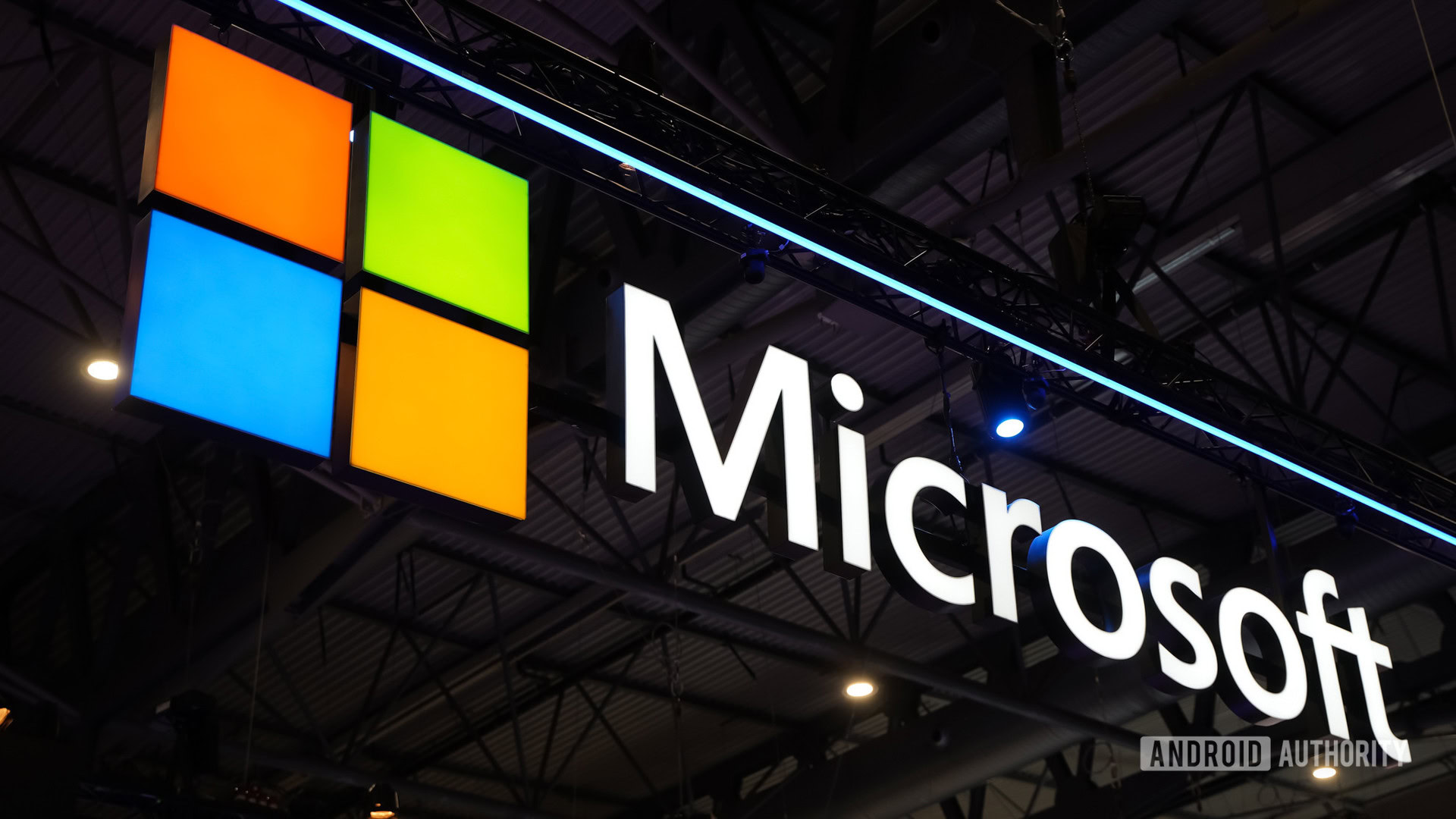 Logotipo de Microsoft en ángulo MWC 2022