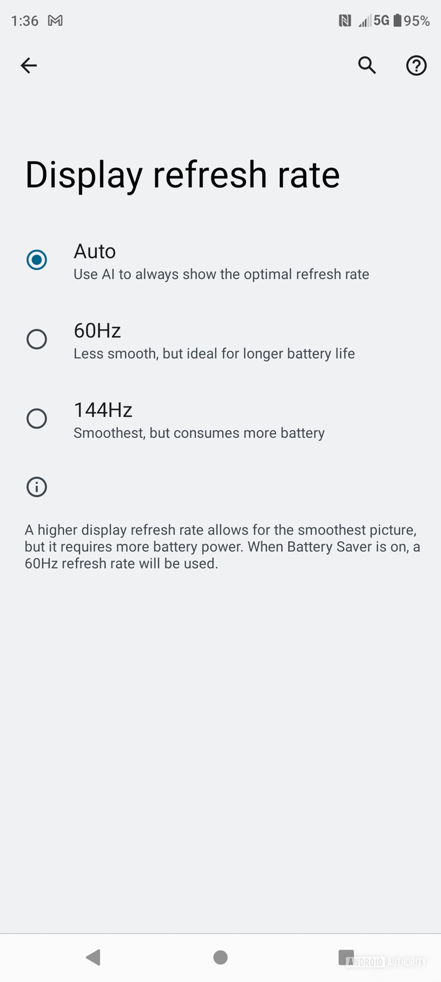 Motorola Edge Plus 2022 Display settings refresh rate