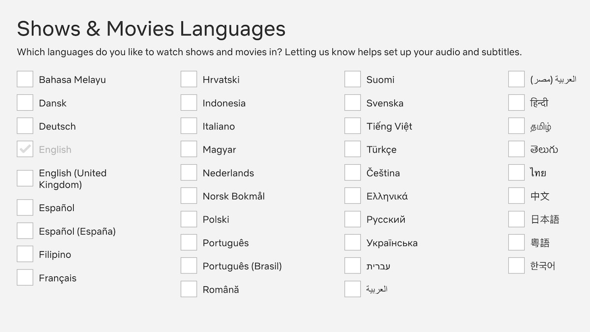 Netflix audio and subtitle language menu - how to change your language on netflix