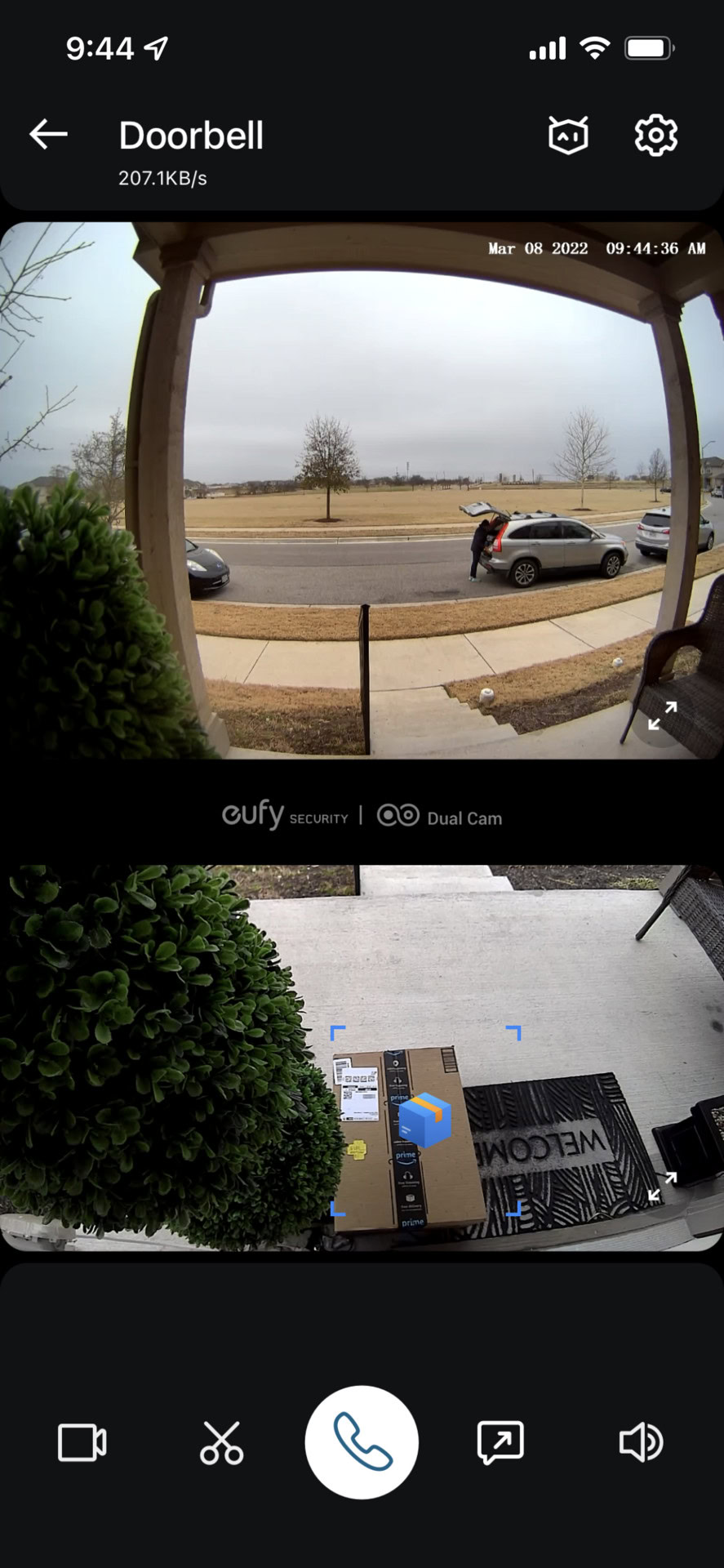 Package delivery on the Eufy Video Doorbell Dual