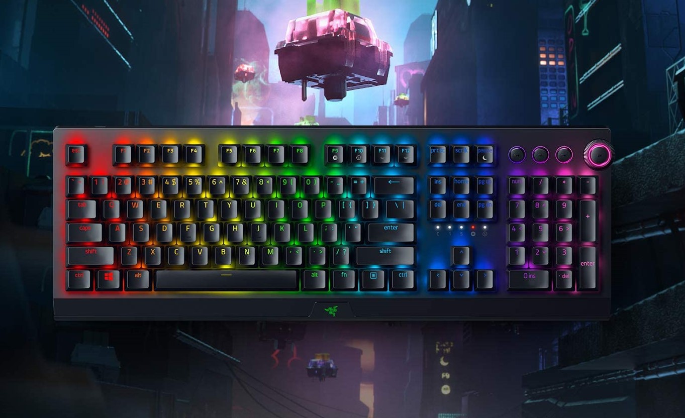 Promotional image of the Razer BlackWidow V3 Pro wireless mechanical gaming keyboard