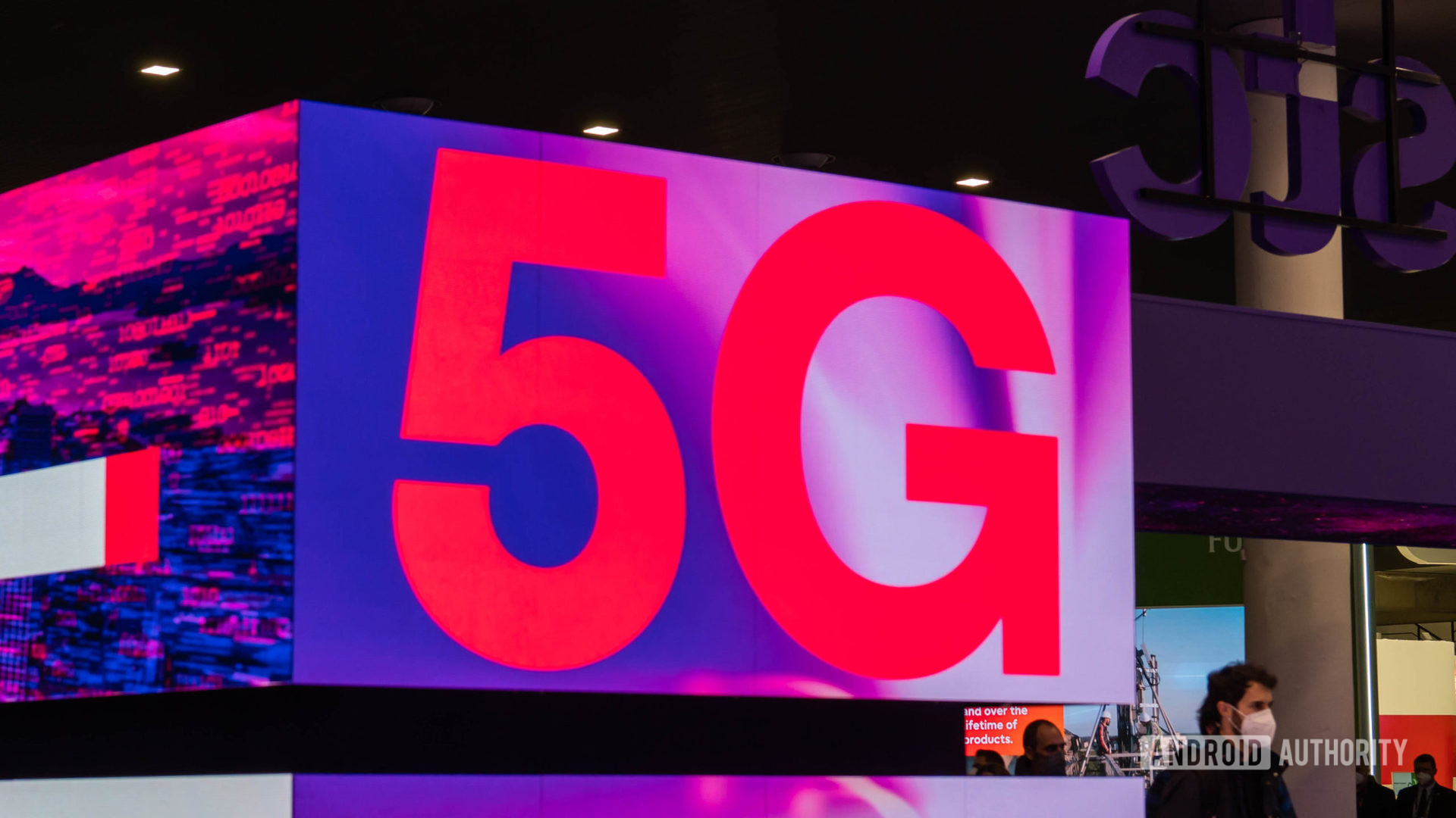 Red 5G logo projected 1