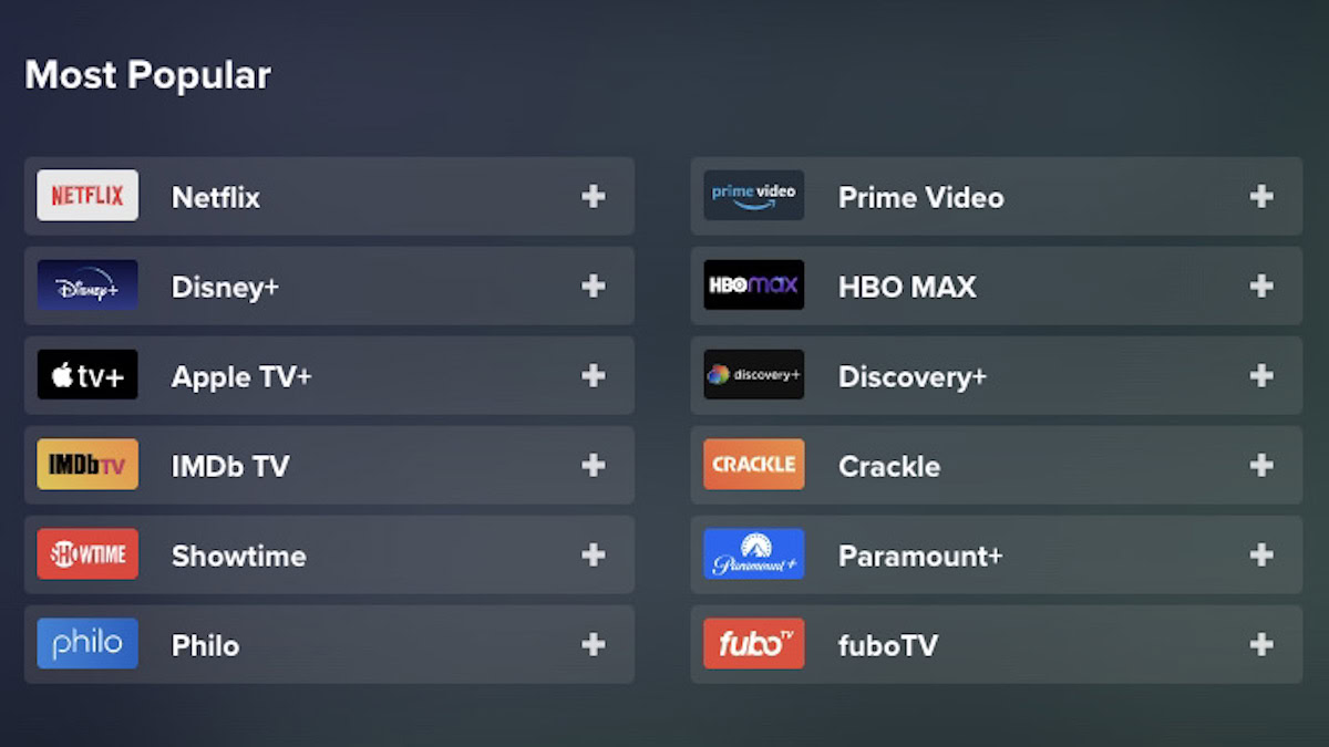 Reelgood Netflix Roulette showing the most popular services