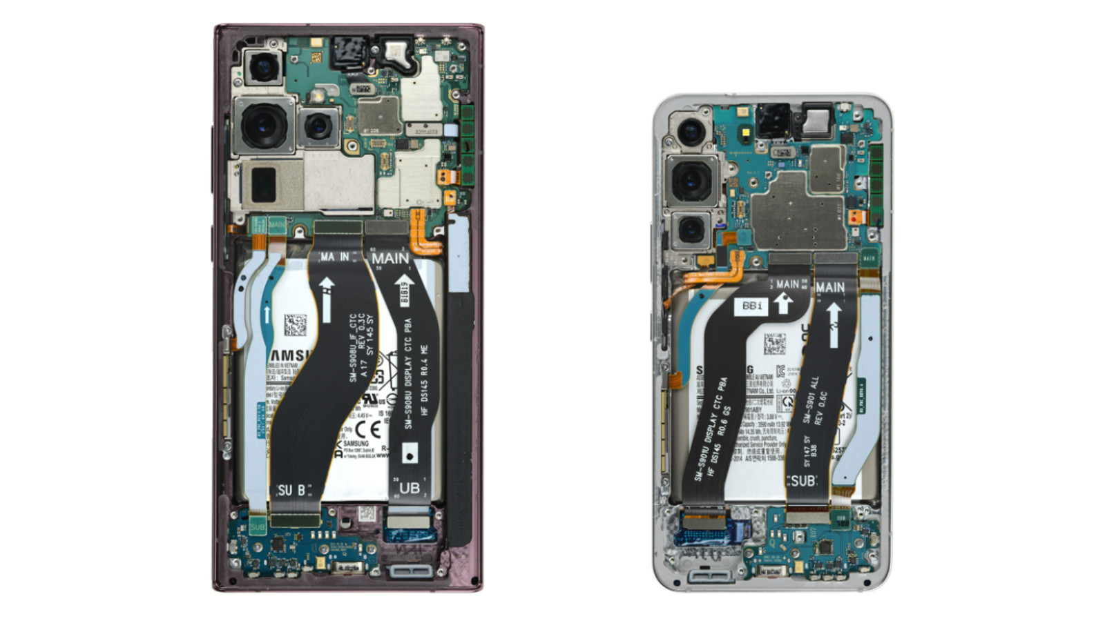 Samsung Galaxy S22 and S22 Ultra battery and internals