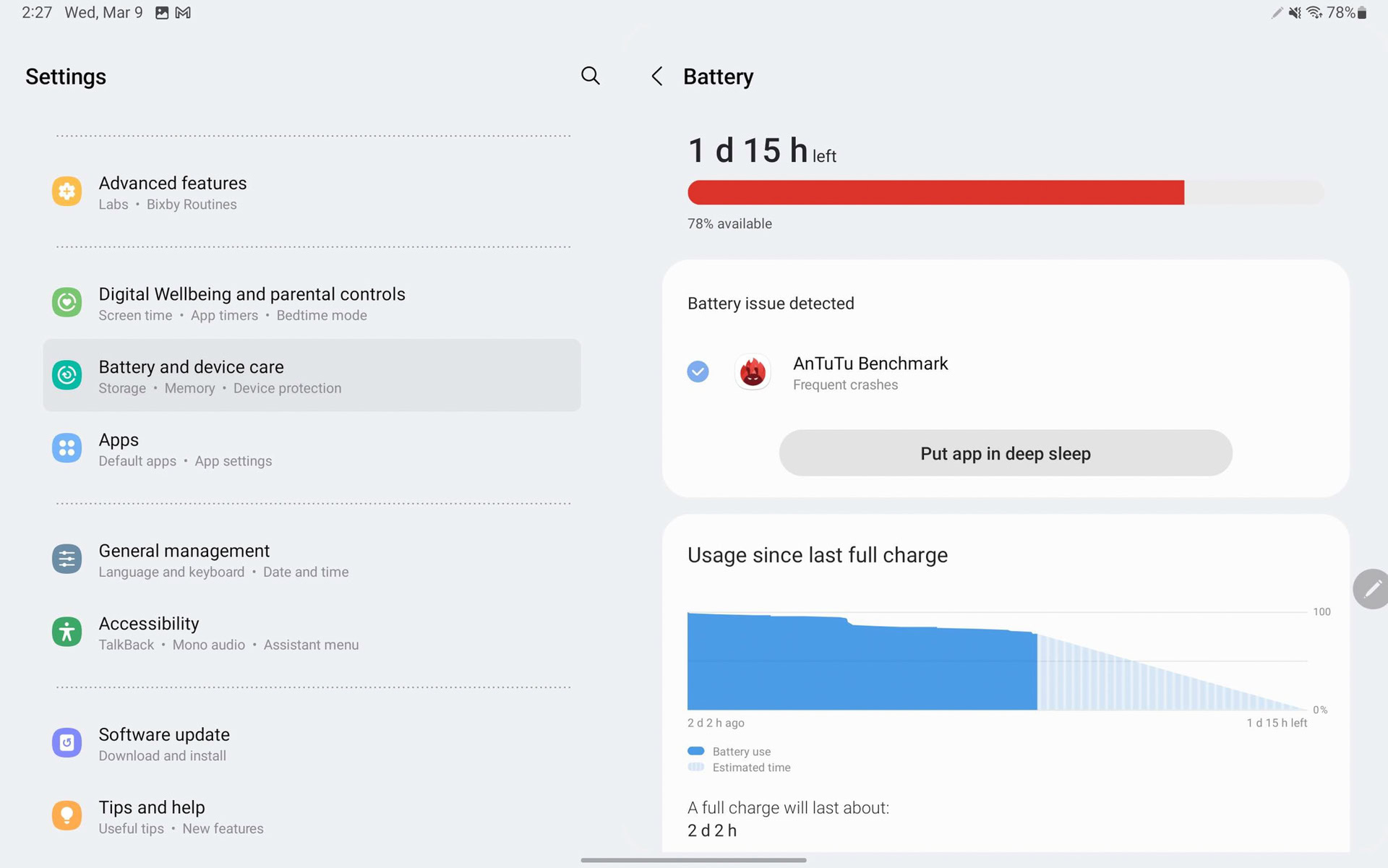 Samsung Galaxy Tab S8 Plus More battery settings