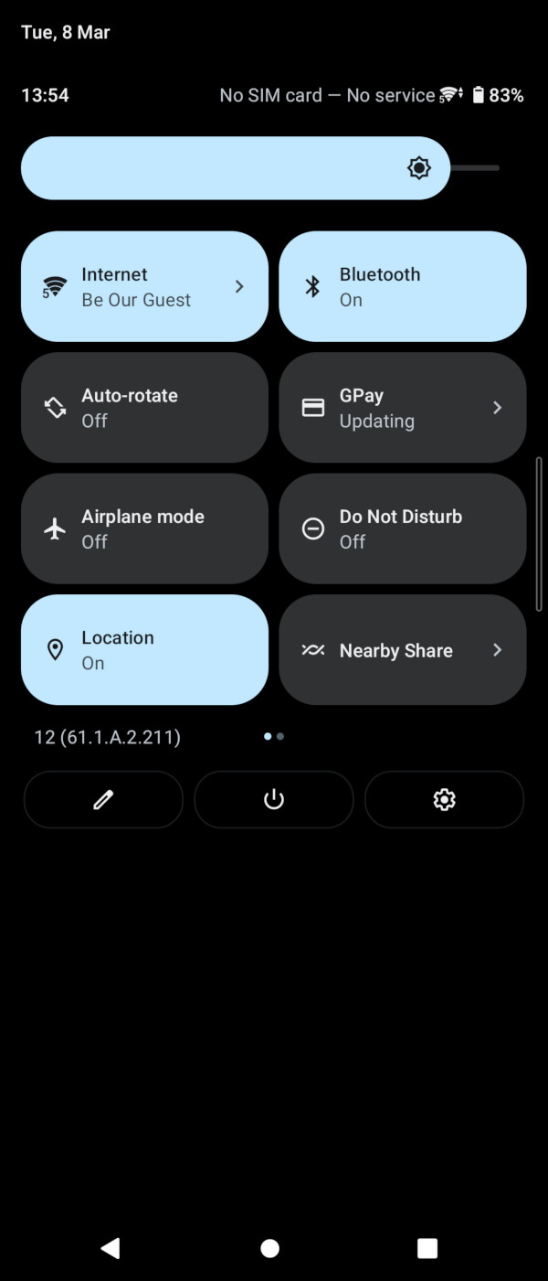 Sony Xperia 1 III Android 12 Quick Settings menu screenshot