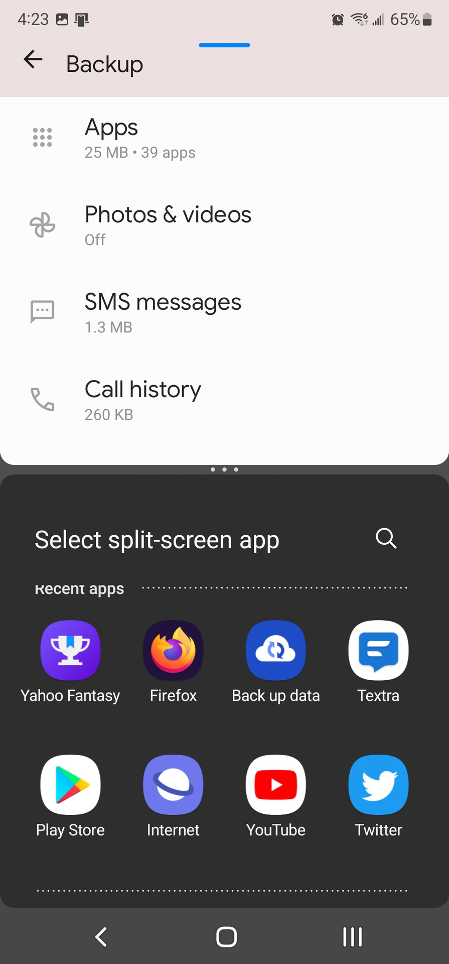 Split Screen unsing Samsung Recent Apps 3