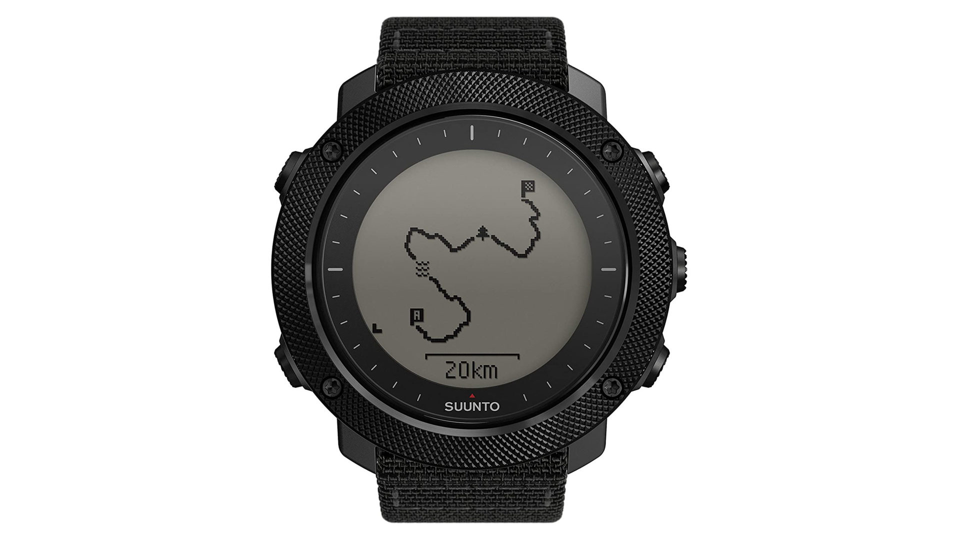 A product image of Suunto Traverse Alpha in black represents the best tactical smartwatch by Suunto.