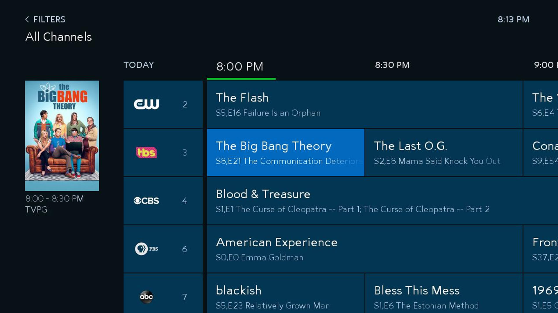 The Spectrum TV guide on Roku