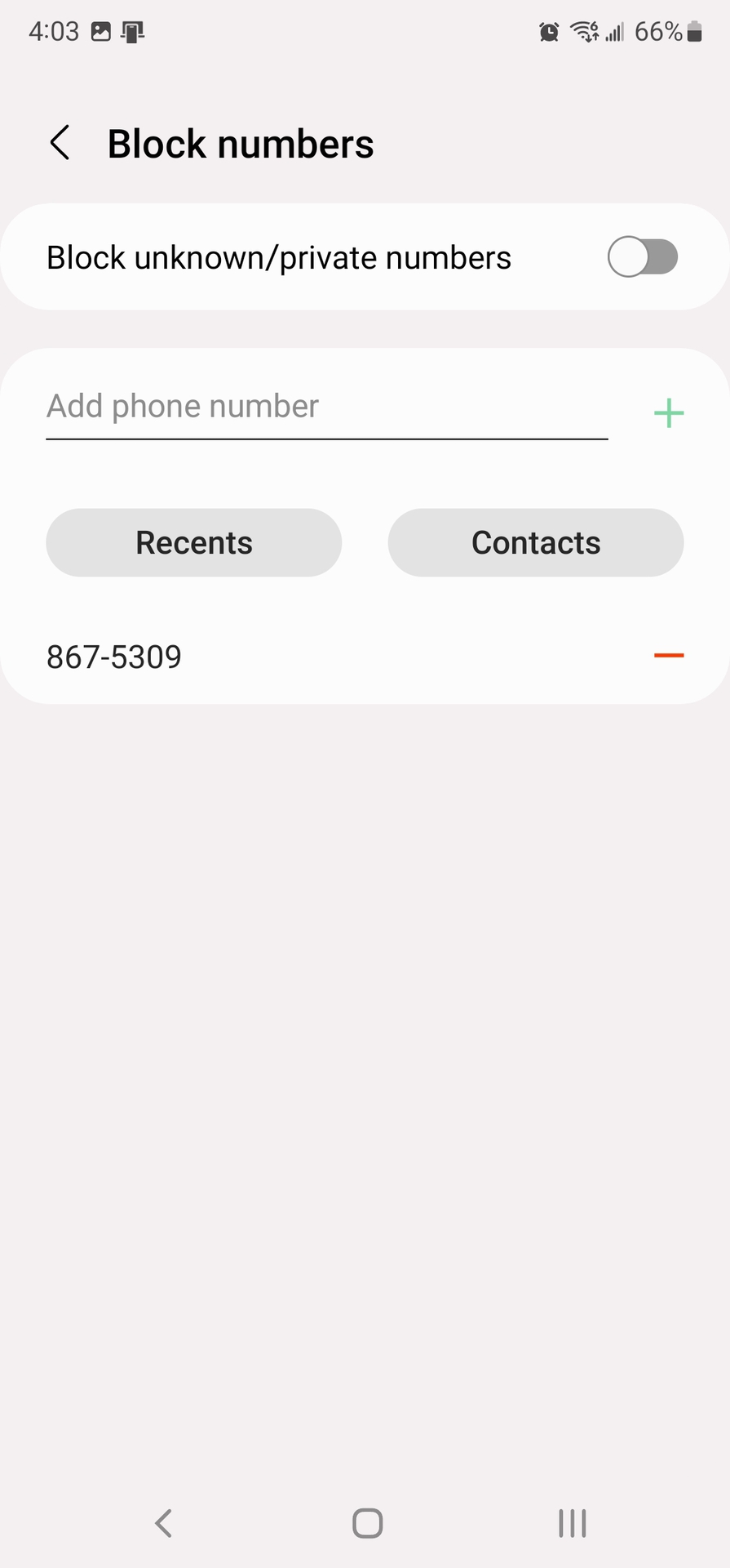 Unblock number using Samsung Phone app 1