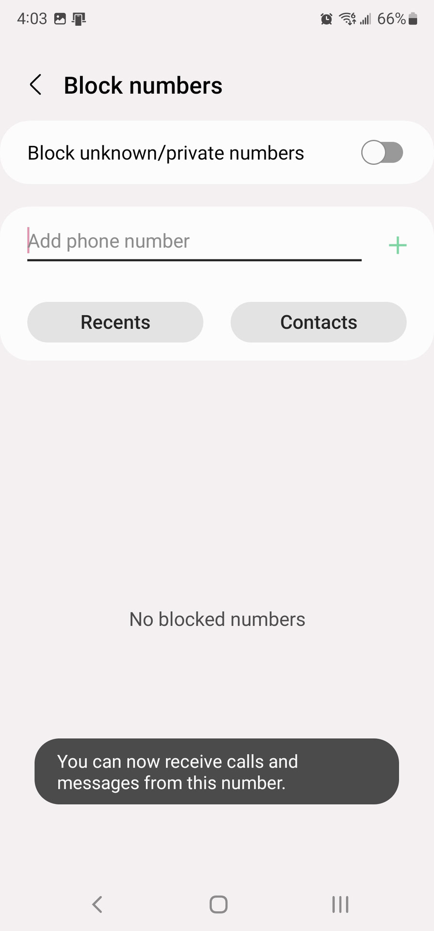 Unblock number using Samsung Phone app 2