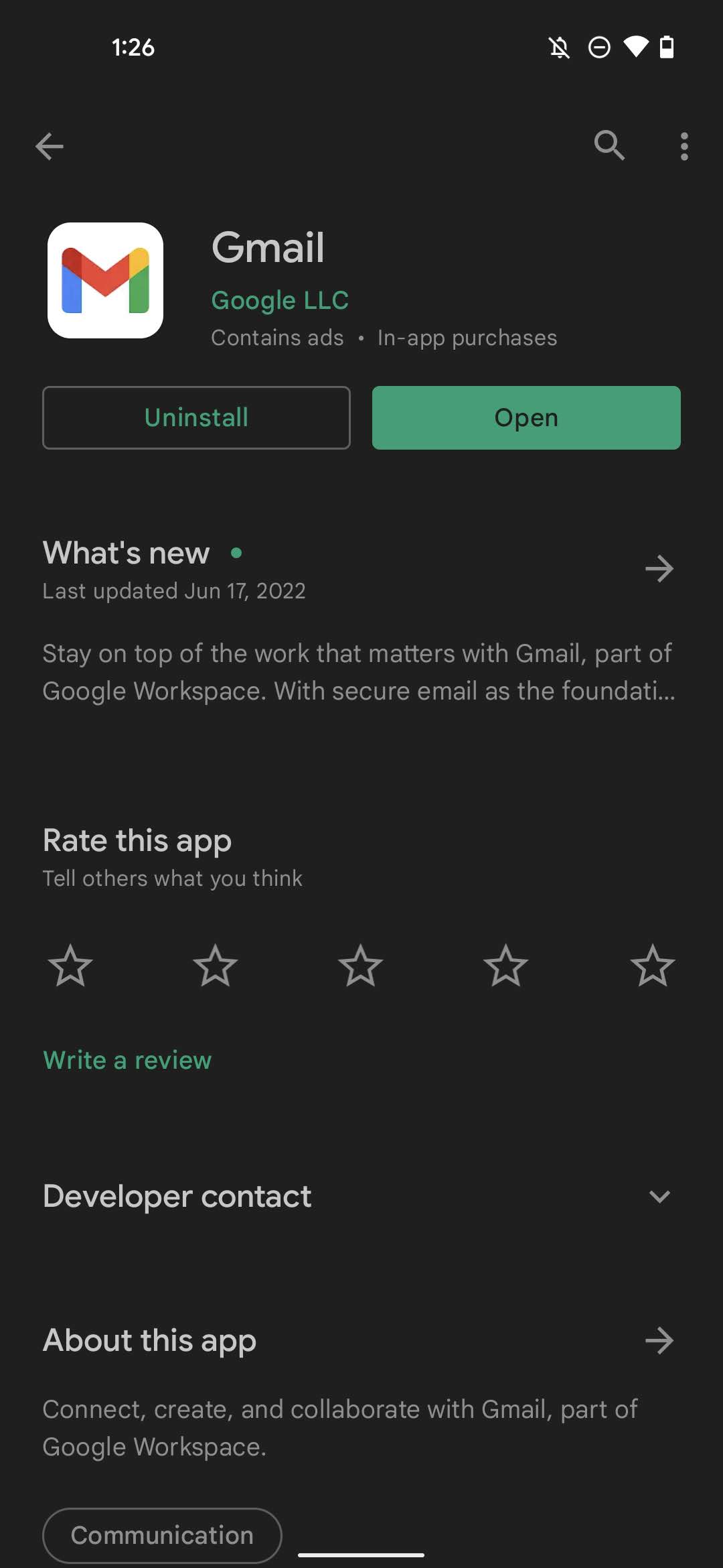 Update Gmail app 3