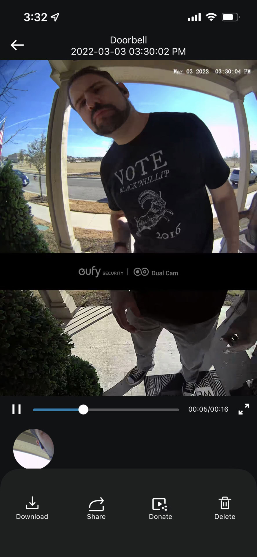 Video playback on the Eufy Video Doorbell Dual