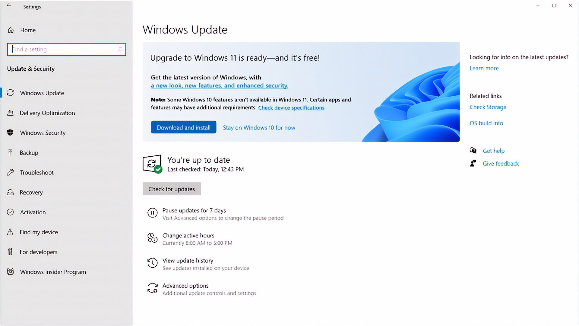 Windows 11 update available