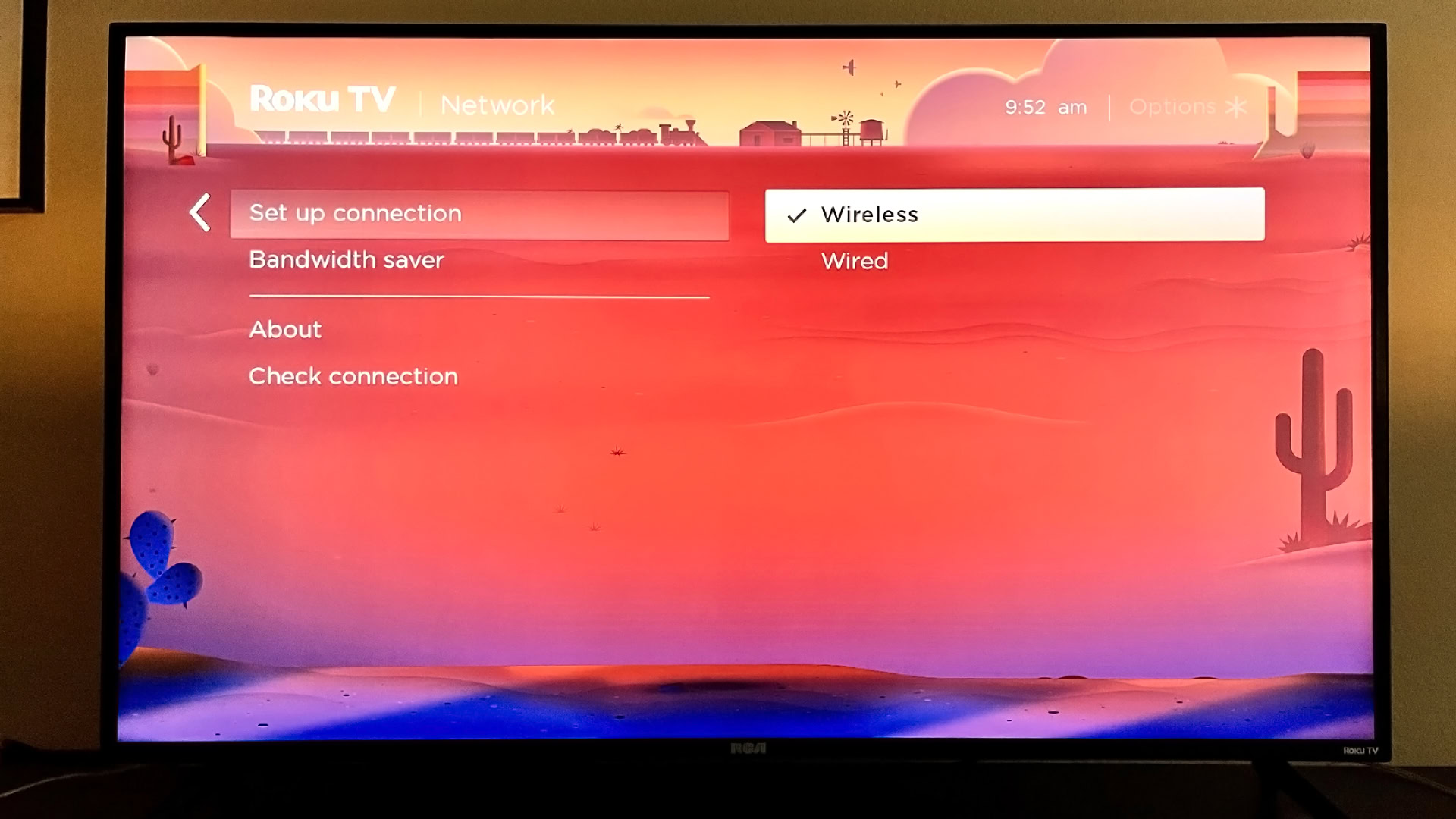 Wireless setup on a Roku TV