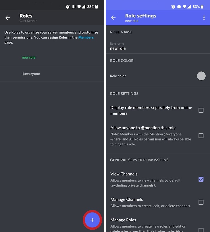 adding a new role on discord mobile