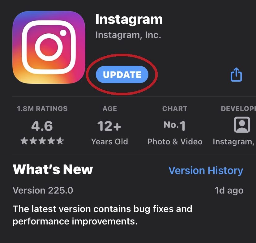 app store instagram update