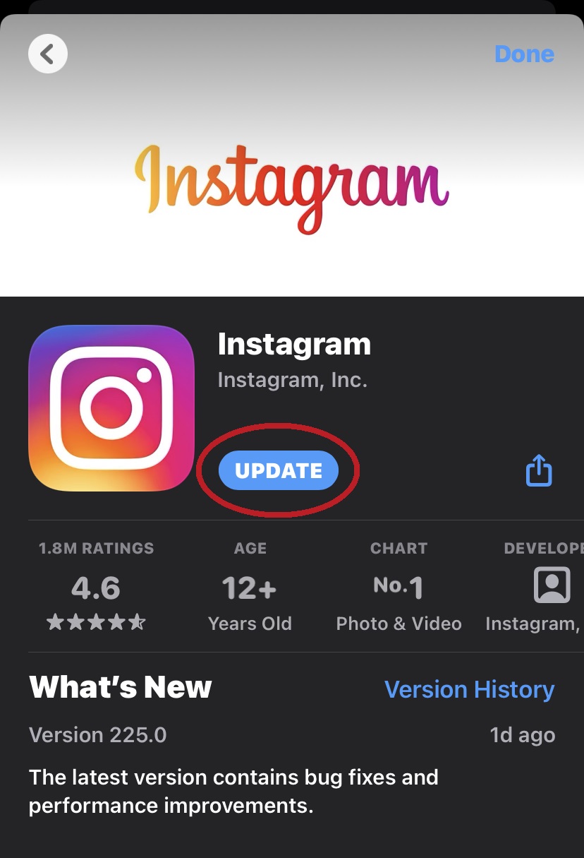 app store instagram update
