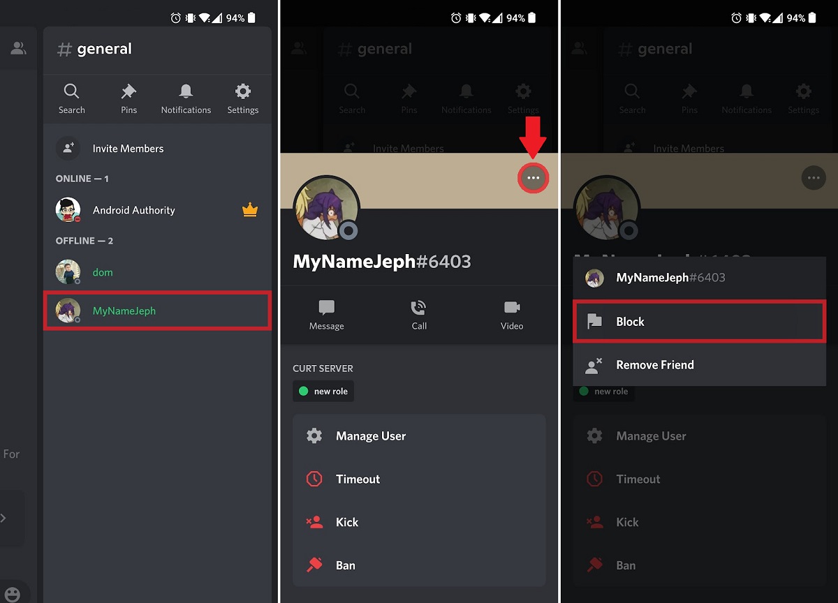 block another user on mobile discord