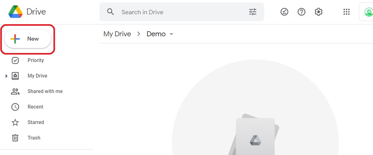 click new google drive