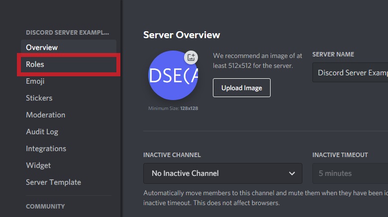 click roles discord settings